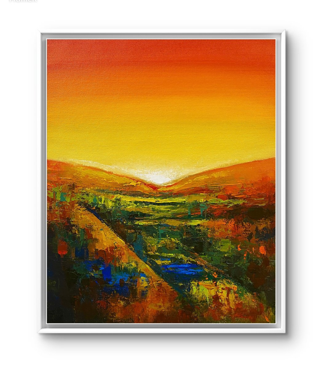 Organic Abstract Acrylic Painting By Athaang Art, 18 X 22, Evening Colours, Original Artwork