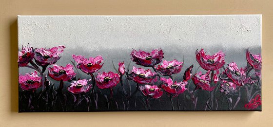 Abstract Poppies on a Panoramic Canvas