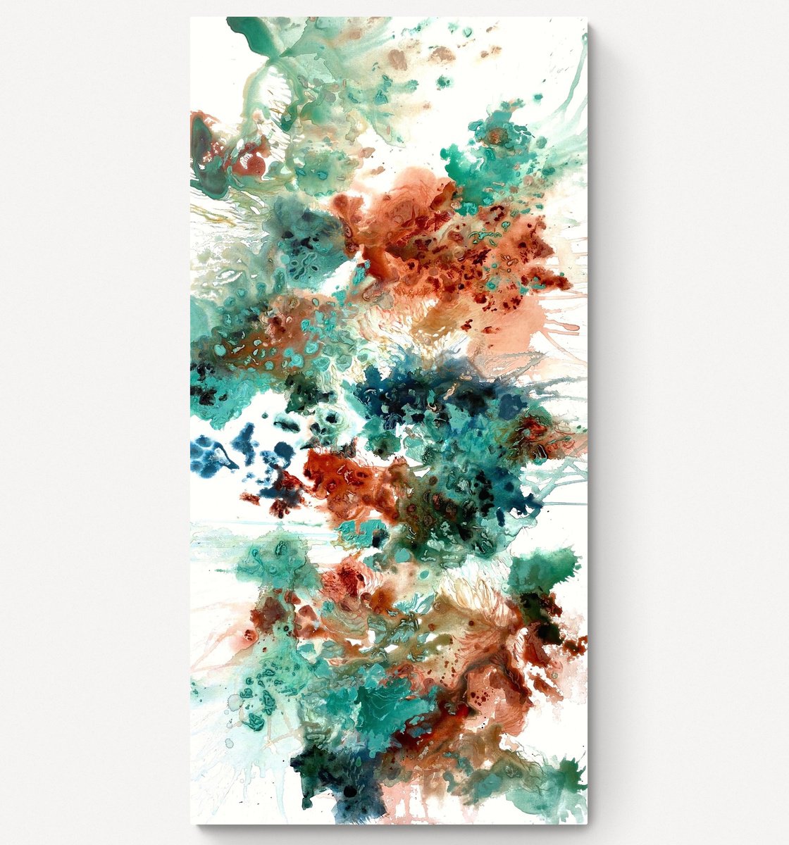 Abstract Painting By Cristina Dalla Valentina, 24 X 47, Winter By The Sea 16, Original Artwork