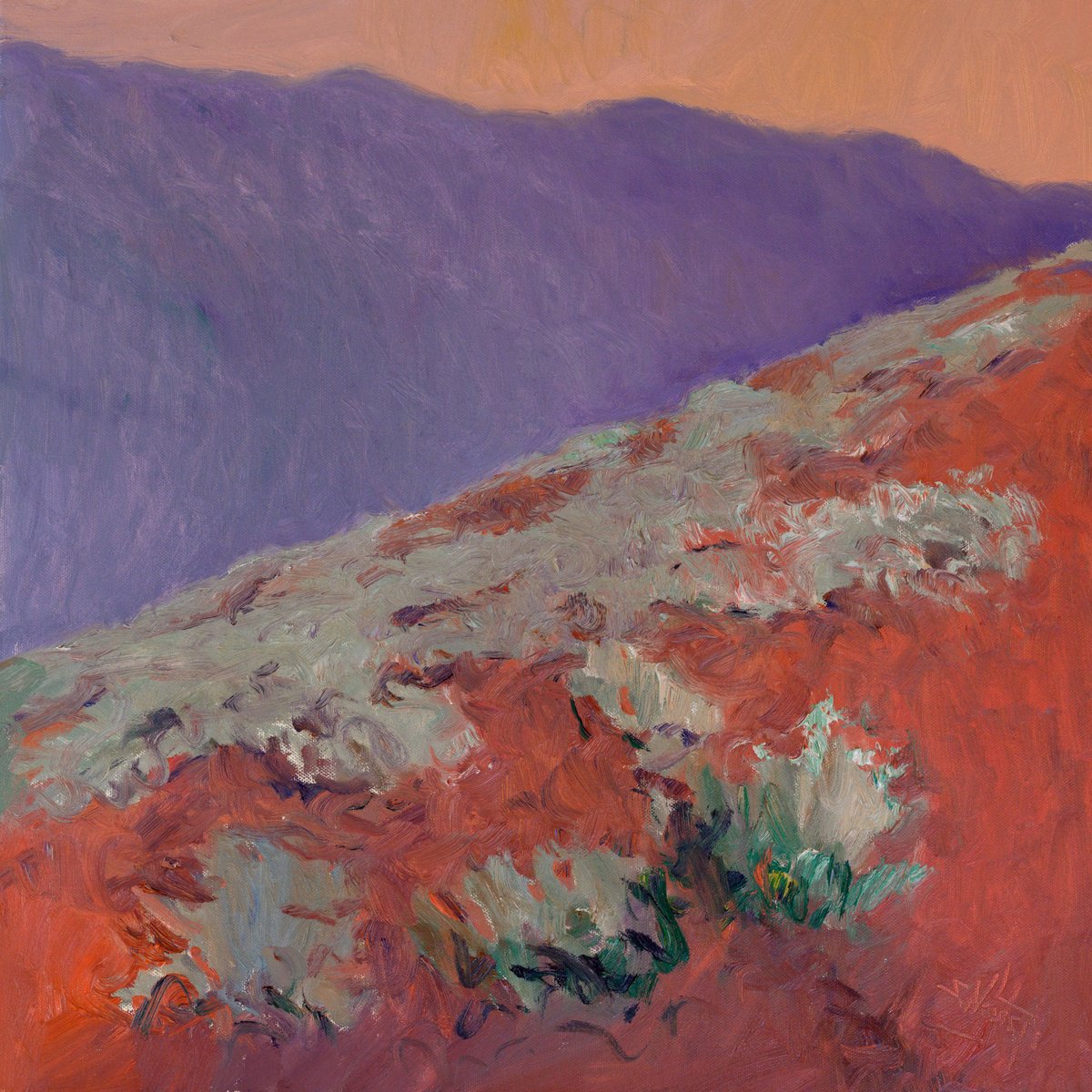 Expressive Landscape Oil Painting By Suren Nersisyan, 20 X 20", Before The Sunrise, Desert, Original Artwork