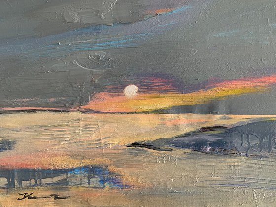 Expressionist painting - "Spring evening" - Landscape - Impressionism - Minimalism - Sunset