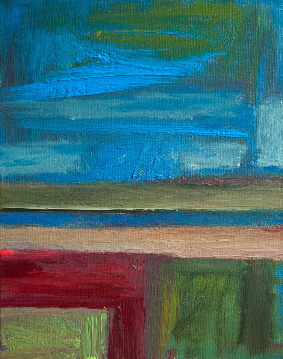 Abstract Landscape Oil Painting By Thomas Hjelm, 10 X 13", Moorland Coast, Original Artwork