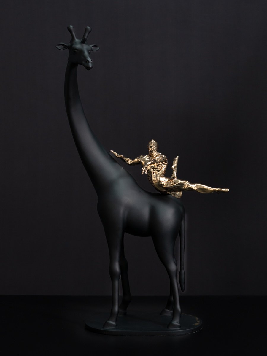 Expressive Animal Sculpture By Ming Li, 8 X 24", Cold Air, Original Artwork