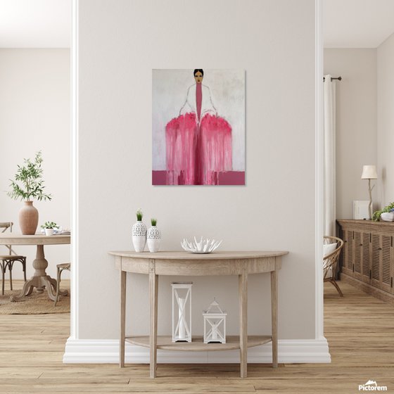 Girl with Flowers III (Pink & White)