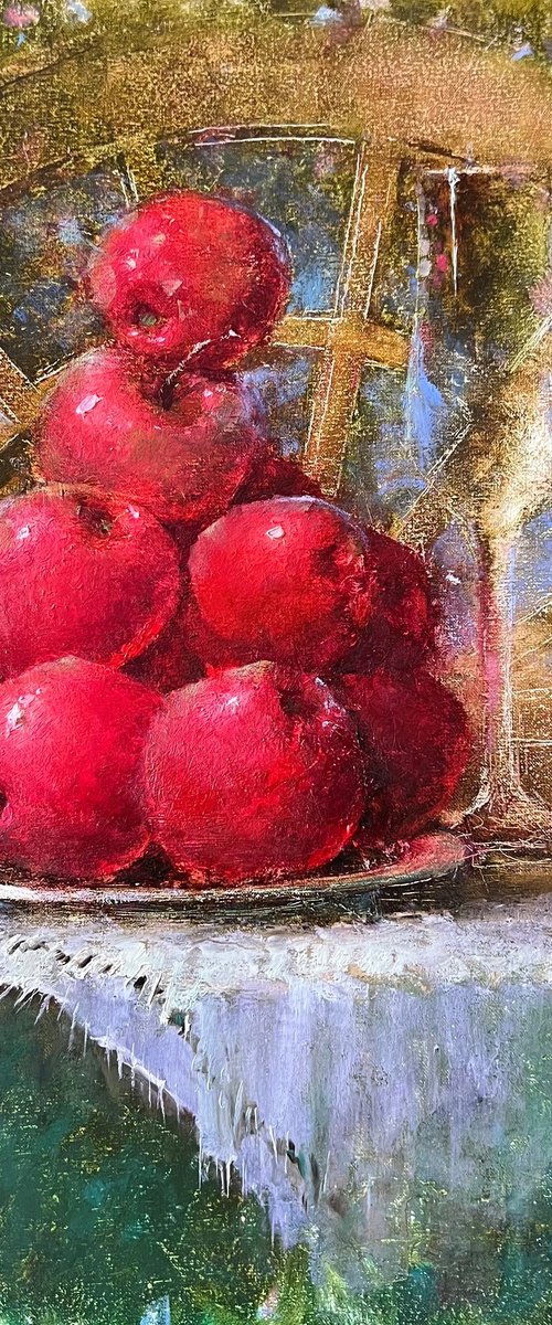 Red Apples on Table by Yulia Odukalets