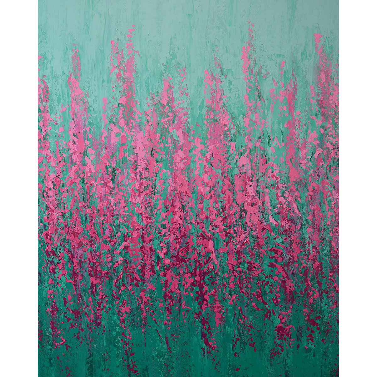 Pink Flowers - Flower Field By Suzanne Vaughan, 24 X 30, Artwork For Sale On Artfinder