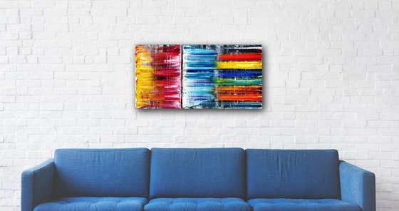 "Brave New World" - FREE USA SHIPPING + Special Price - Original PMS Abstract Oil Painting On Canvas - 36" x 18"