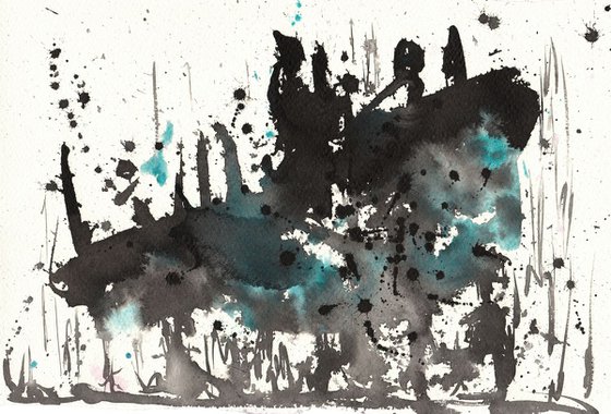 Abstract artwork.#9 - Original watercolour and ink abstract painting.