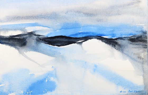 Abstract landscape Painting "Snow on the Malvern Hills"