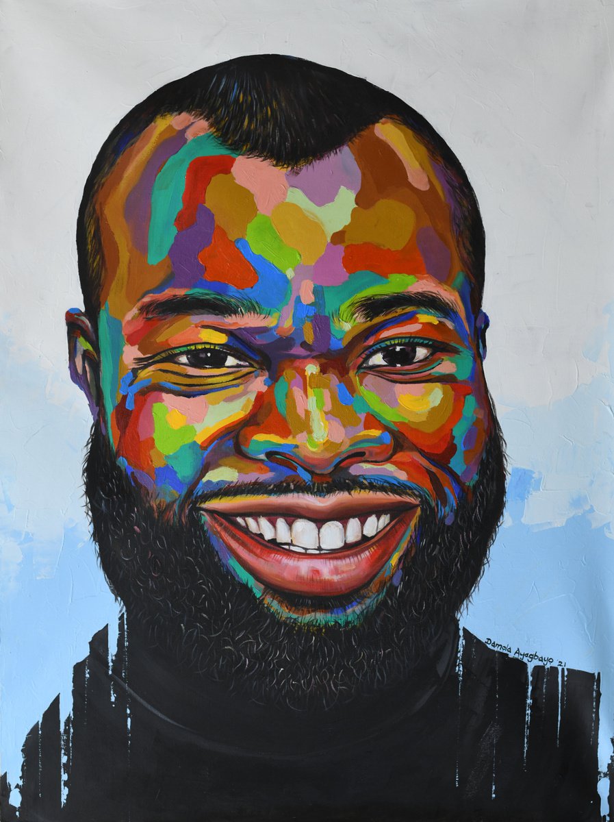 Impressionistic Portrait Acrylic Painting By Damola Ayegbayo, 36 X 47, Celebrate Life 9, Original Artwork