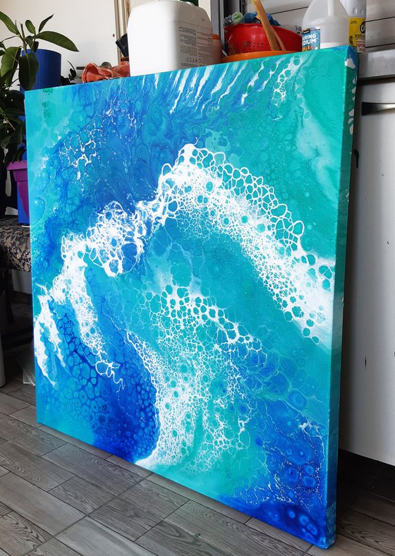 90x90cm. "Wave." / Abstract Painting 2210 XL art, large acrylic painting, contemporary art, home decor office art,