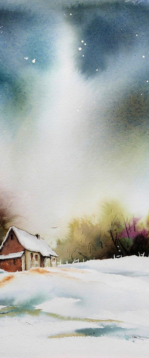The Cottage at the edge of the Wood. Original watercolour Painting. by Graham Kemp