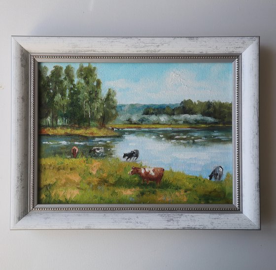 Cows Painting, Summer Snerey