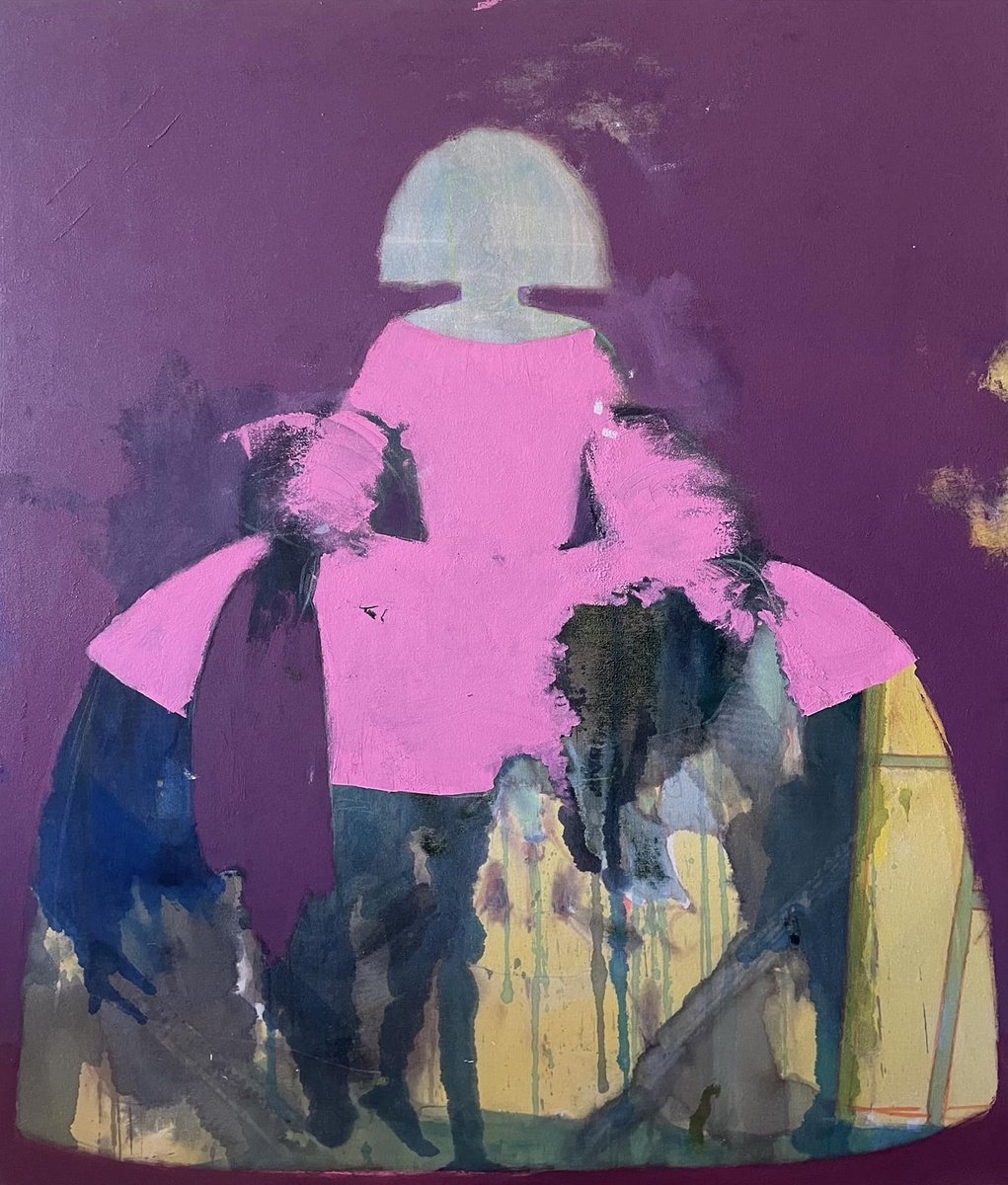 Abstract Portrait Painting By Gela Mikava, 47 X 55, The Destruction Of The Infanta, Original Artwork