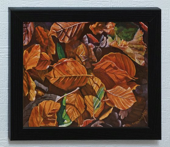 Autumnal colour (Fall color)  Colourful oil painting.
