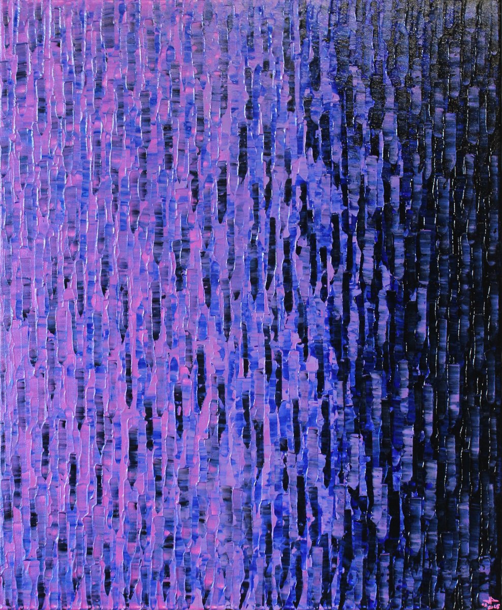 Abstract Acrylic Painting By Jonathan Pradillon, 20 X 24, Pink And Blue Gradient, Original Artwork