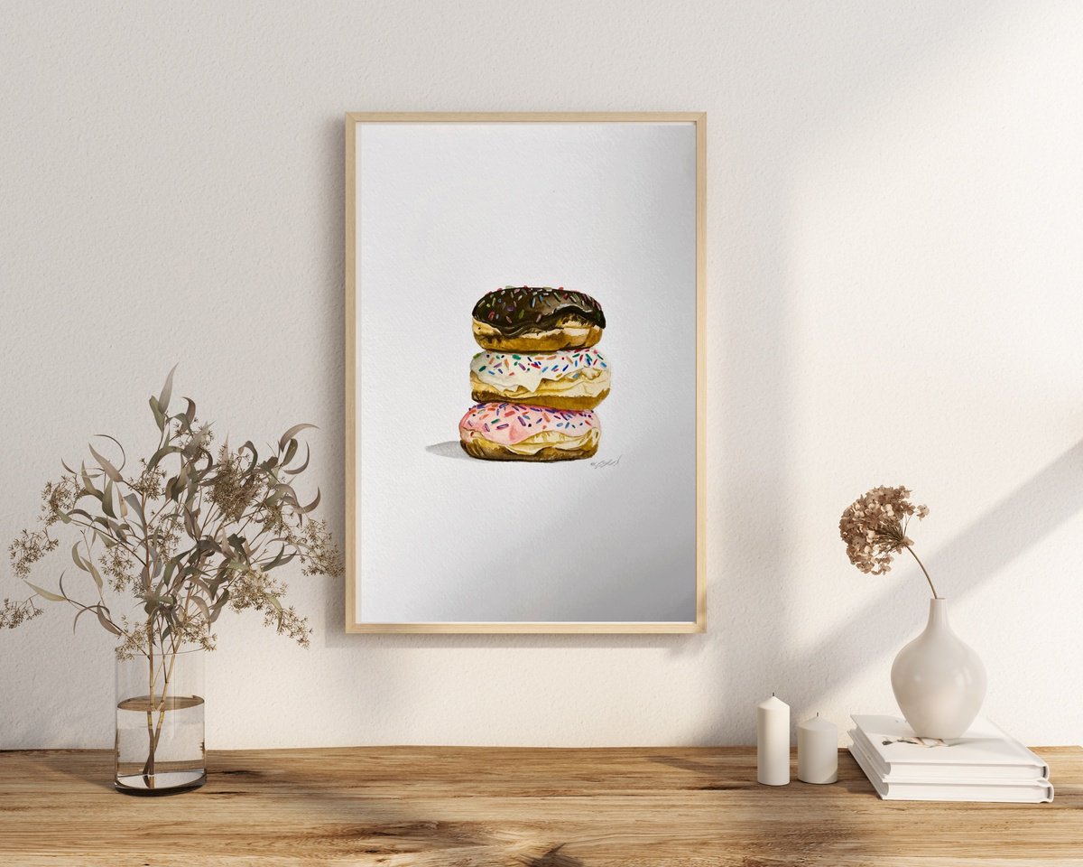 Impressionistic Watercolour , Stack Of Donuts By Amelia Taylor, 8 X 12, Artwork For Sale On Artfinder