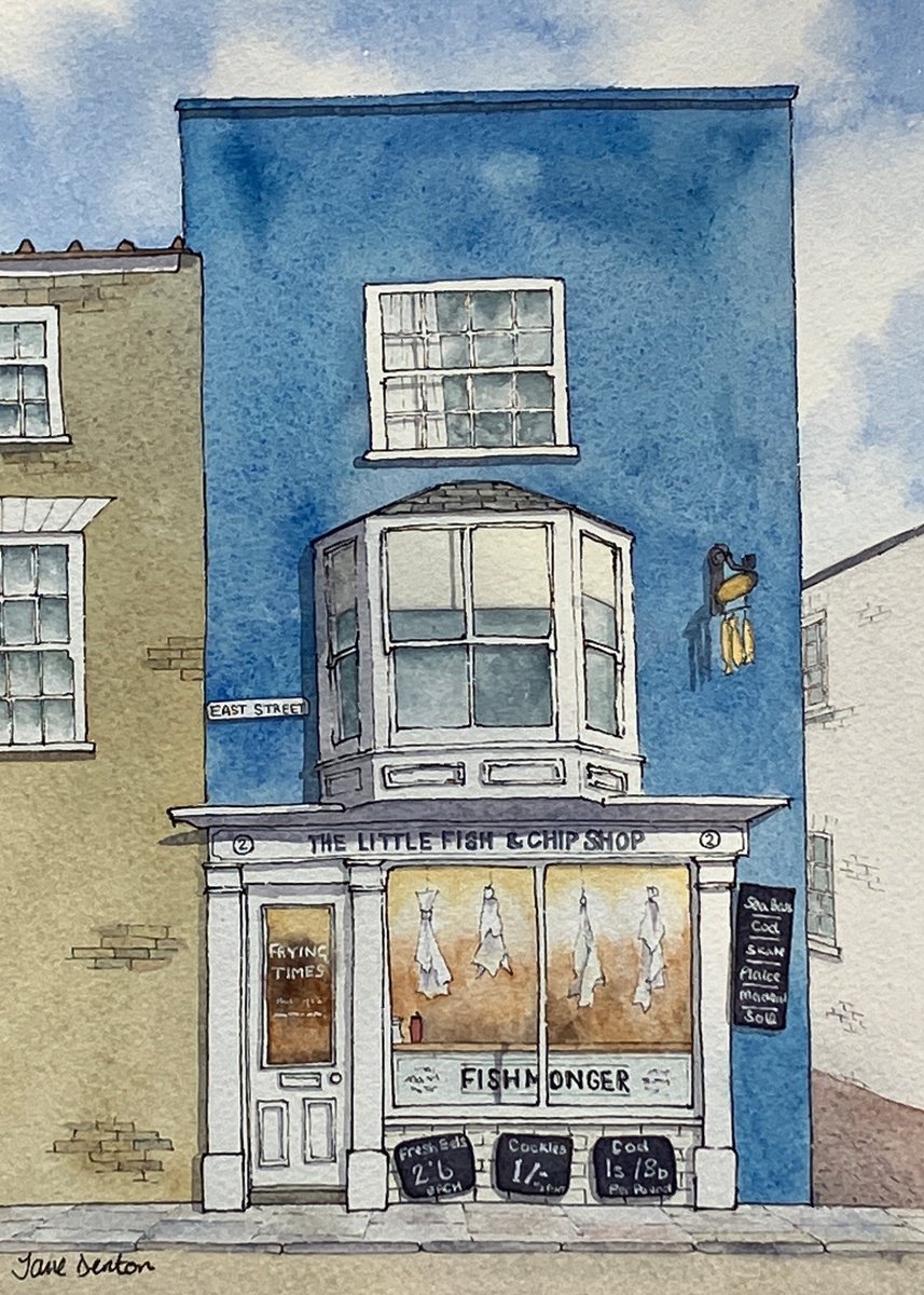 Impressionistic Landscape Watercolour By Jane Denton, 10 X 14, Little Fish & Chip Southwold, Original Artwork