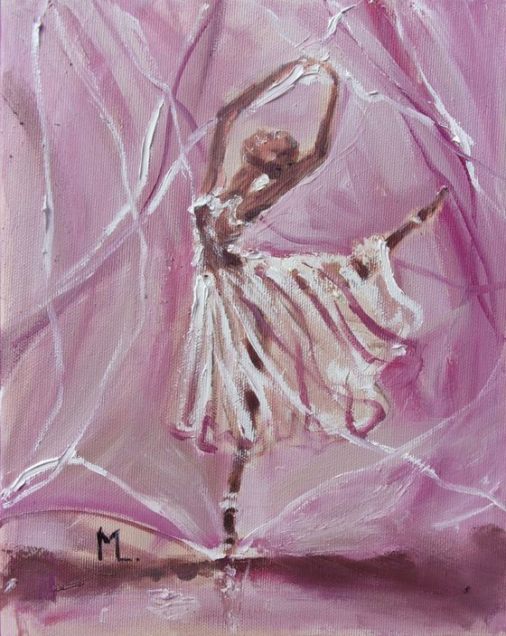 " BALLERINA " -  baby girl original oil painting on canvas, gift,  PALETTE KNIFE