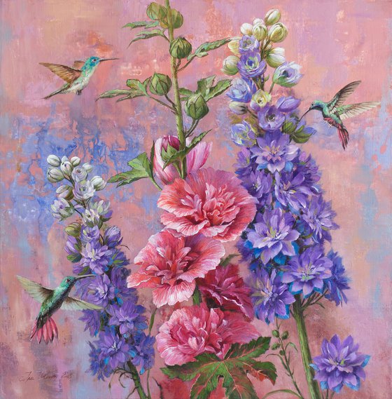 Delphinium and mallows