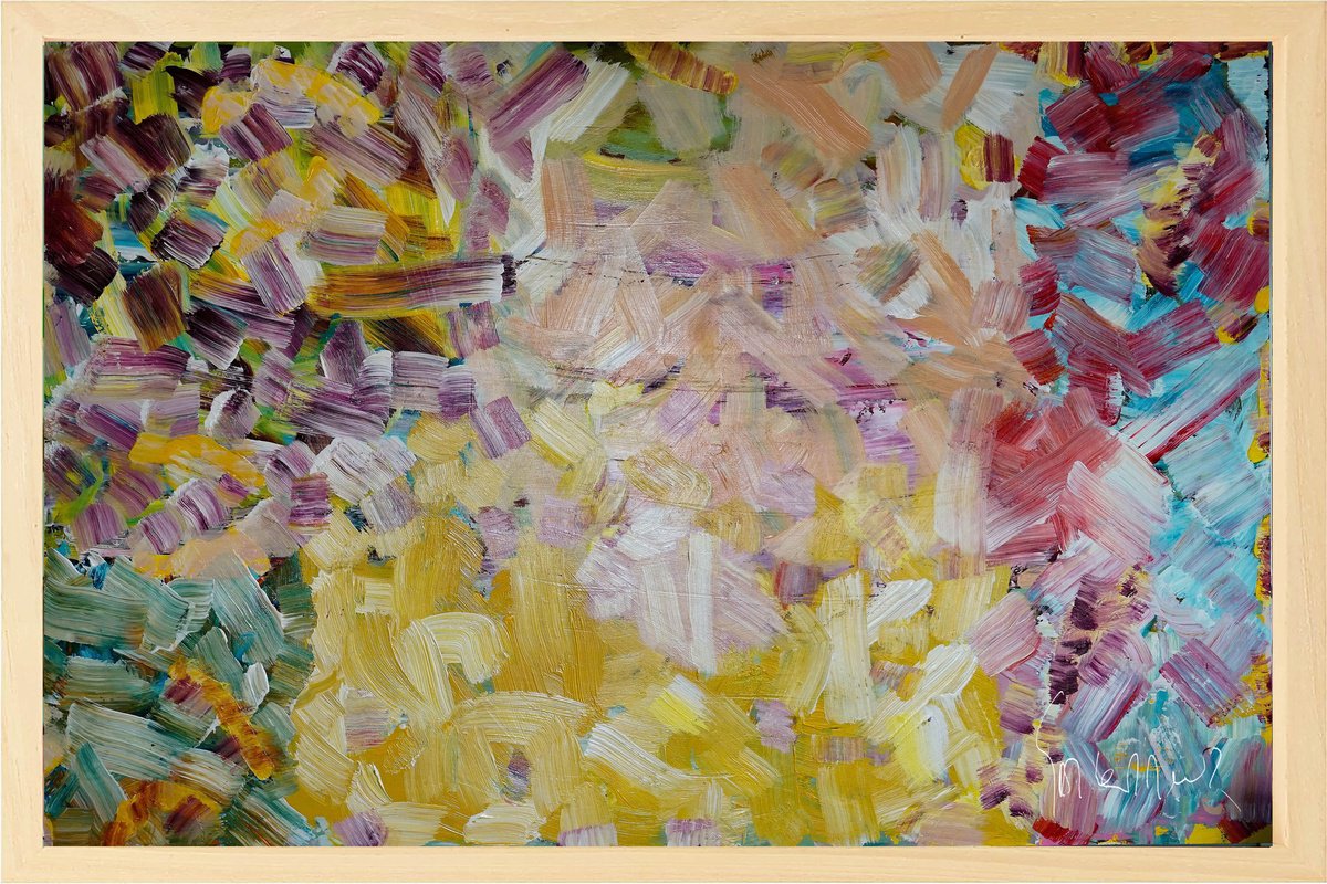 Organic Abstract Acrylic Painting By Geert Lemmers Fpa, 49 X 33, My Own Thoughts Opus 22, Original Artwork