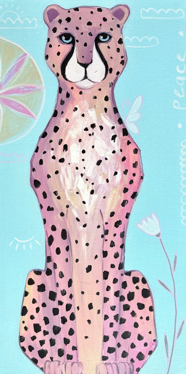 Surrealistic Animal Acrylic Painting By Daria Borisova, 18 X 36, Peace, Original Artwork