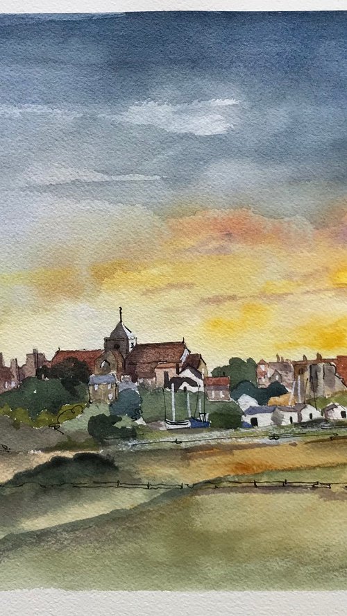 Rye in Sussex from the marshes by Brian Tucker