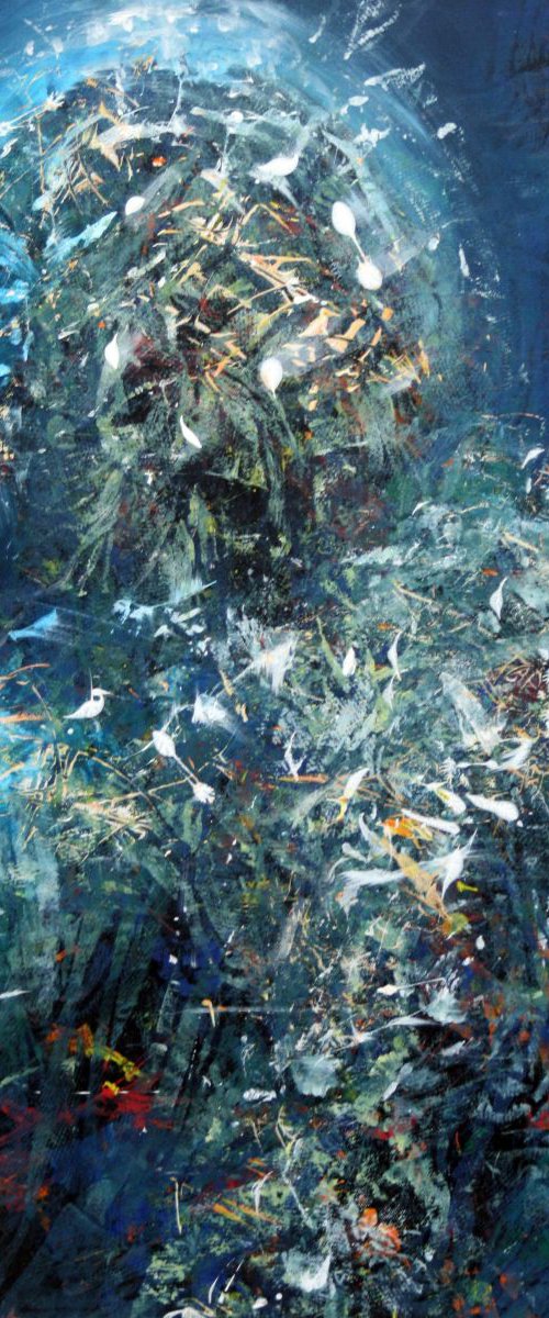 SUBLIME BLUE ANGEL COSMIC WAVES ENTITY SPIRITUAL ART BY KLOSKA OVIDIU ROMANIAN by Kloska Ovidiu