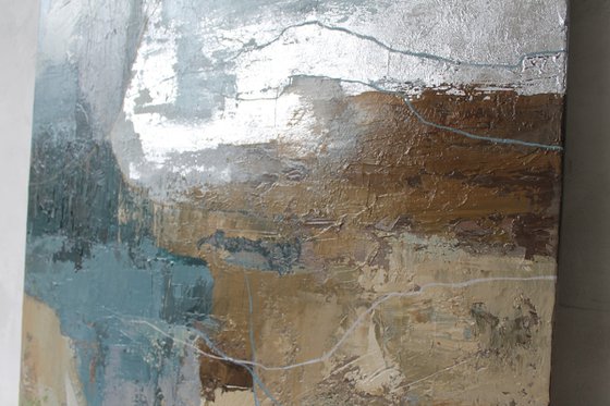 "Fall 2" Blue brown abstract acrylic art