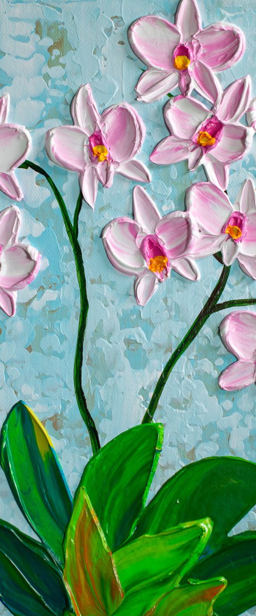 Winter Orchid II- Impressionist Flower Painting, Palette Knife Art by Olga Tkachyk