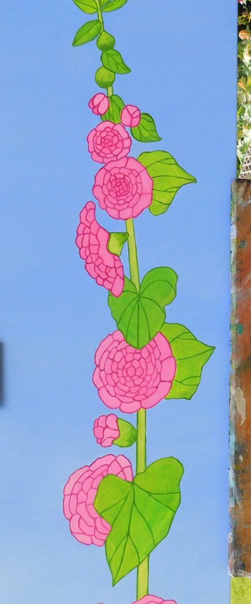 Pink Hollyhock by Ruth Cowell