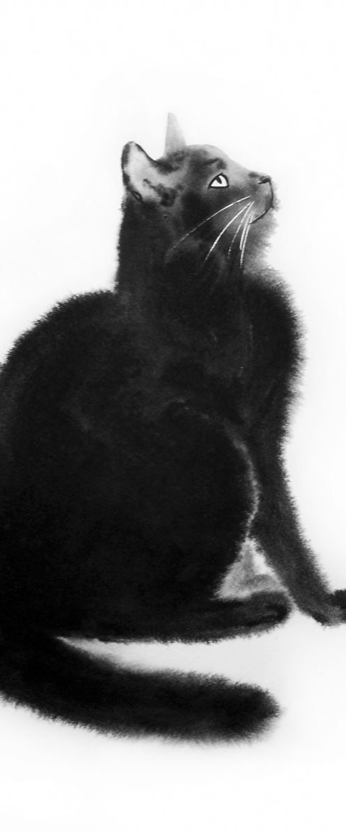 Black cat by Olga Beliaeva Watercolour