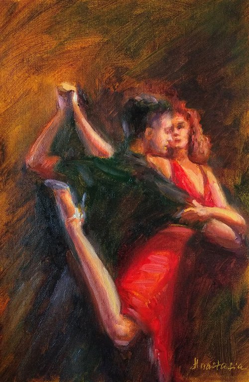 Tango Dancing Couple by Anastasia Art Line