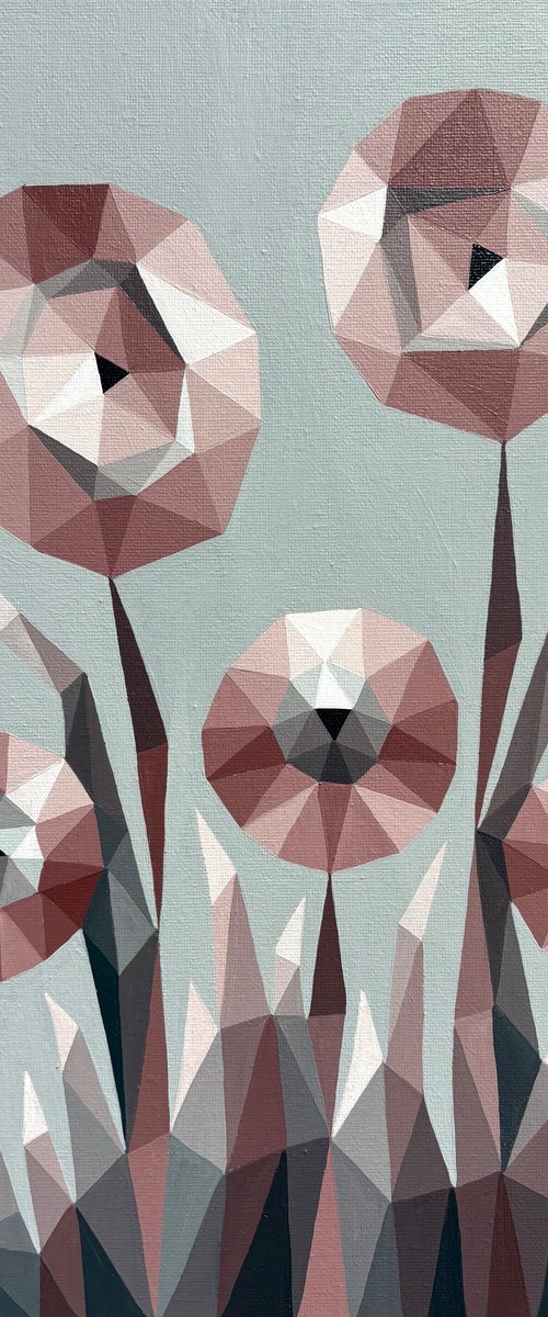 TERRACOTTA ABSTRACT FLOWERS IN SILENT SPACE by Maria Tuzhilkina