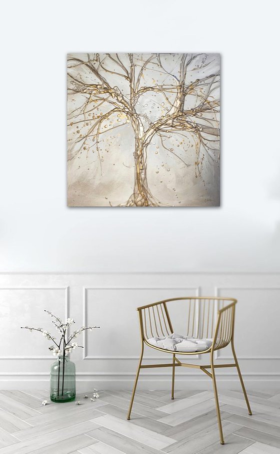 Champagne Gold Tree Wall Sculpture