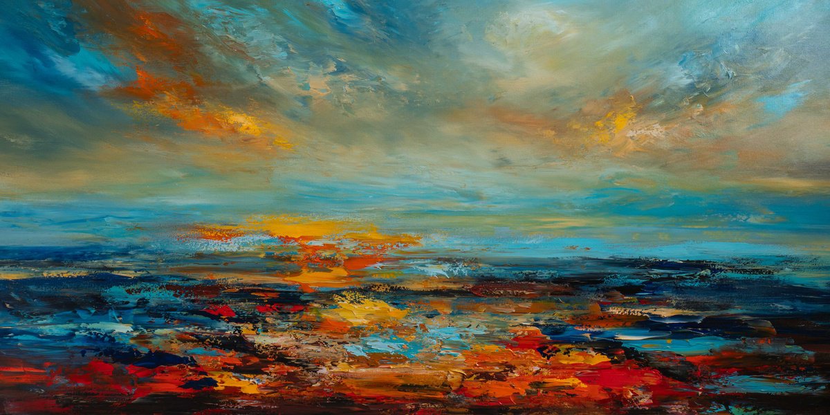 Abstract Acrylic Painting By Art By Catalin, 59 X 30, Silent Morning 79, Original Artwork