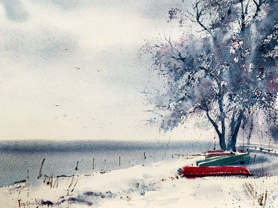 Boats on the shore, Lake Narach, Belarus