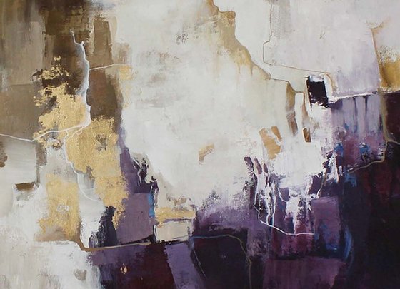 "Flash 2" Purple gold abstract acrylic art