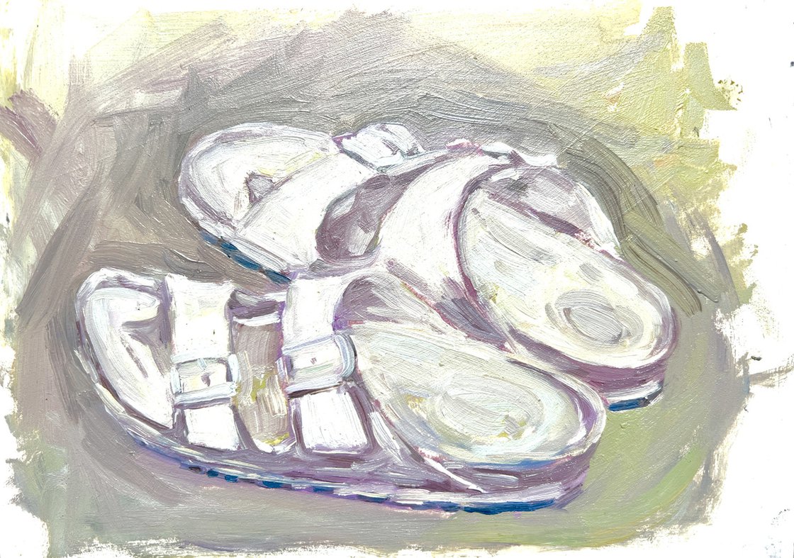 Painted white online birkenstocks