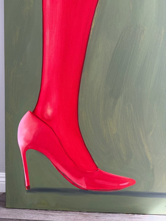 Red Step Diptych Painting