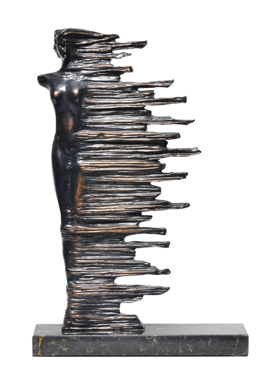 Abstract Bronze Sculpture By Seda Eyuboglu, 13 X 20", Attitude, Original Artwork