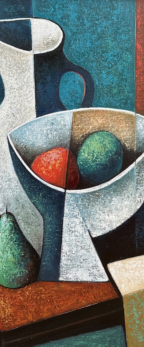 Cubist Still Life in Blue by Hovhannes Avetisyan