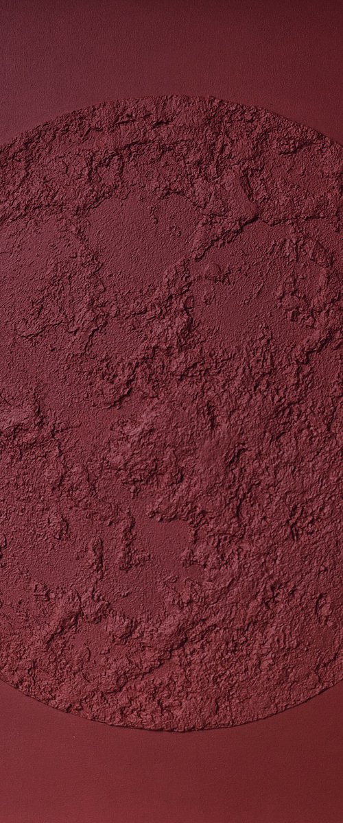 "Burgundy Moon" Burgundy abstract textured by Alex Zy