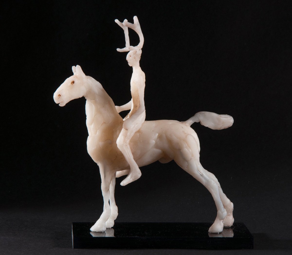 Expressive Portrait Sculpture By Holly Bennett, 6 X 7, Nature-Spirit Rider Xiv, Original Artwork