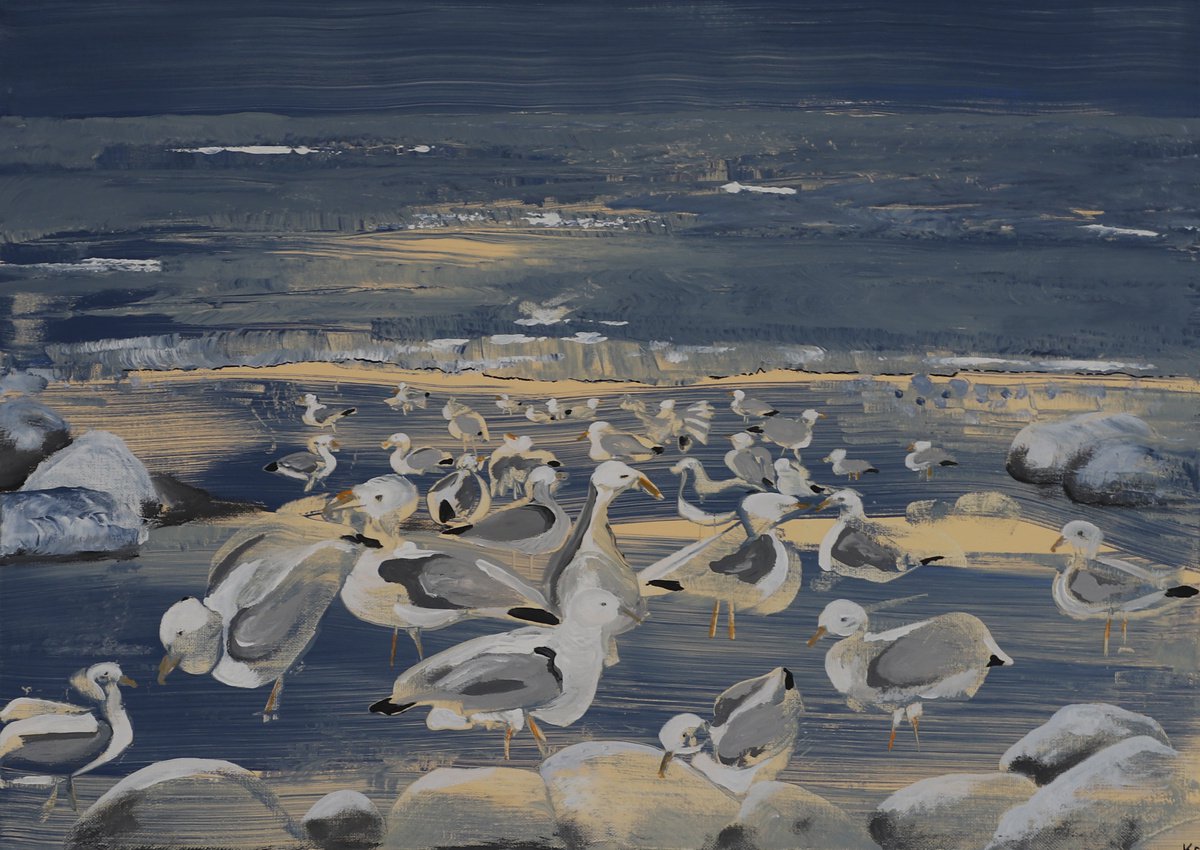 Seagulls on the beach by Kathrin Floge
