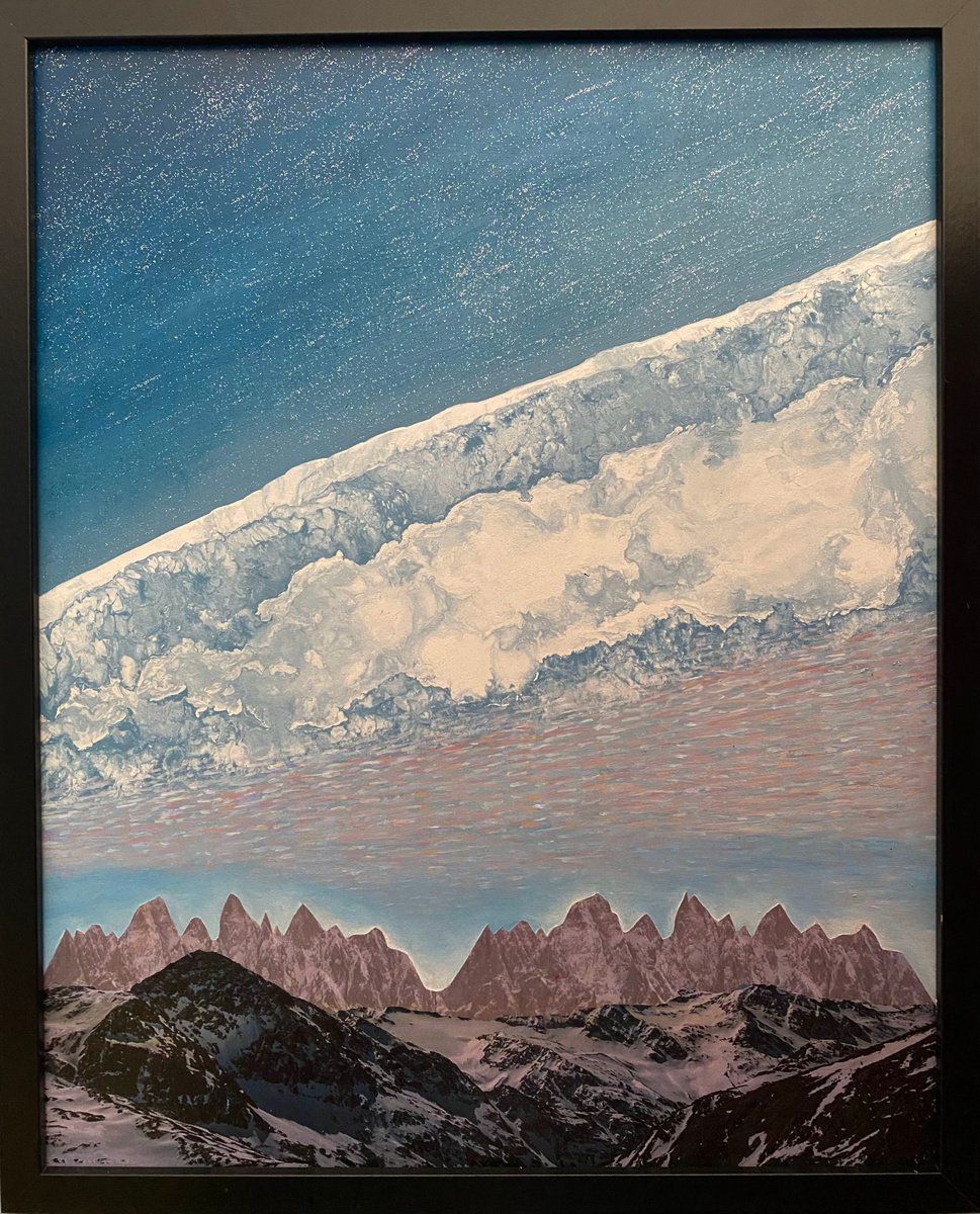 Surrealistic Landscape Painting By Stefano Pallara, 17 X 21", Karma Wheels In Motion N.3, Original Artwork