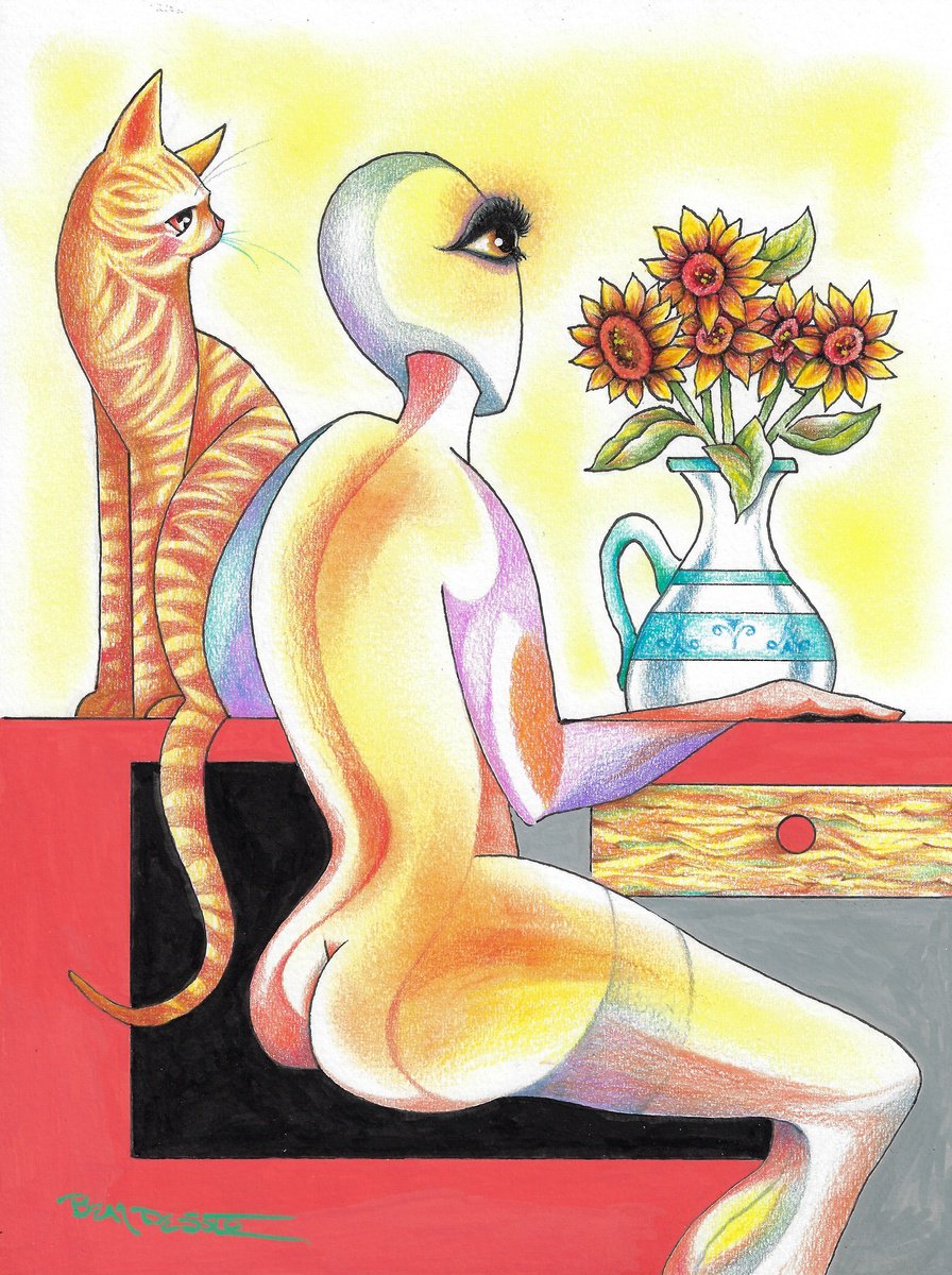 Surrealistic Animal Painting By Ben De Soto, 9 X 12, Soulmate, Original Artwork