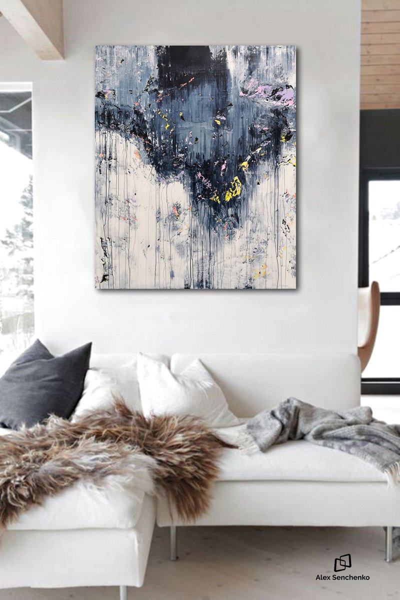 Abstract Acrylic Painting By Alex Senchenko, 39 X 47, Abstract 2210, Original Artwork