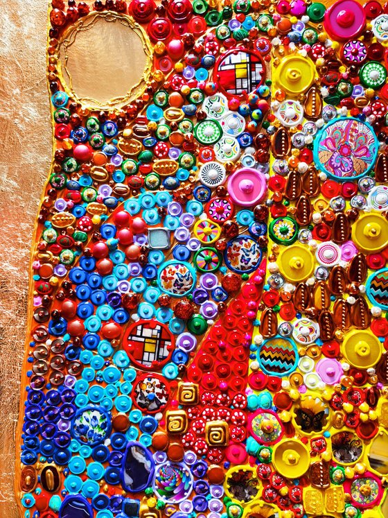 Summer in Spain - Abstract wall sculpture from precious stones. Colorful mosaic art