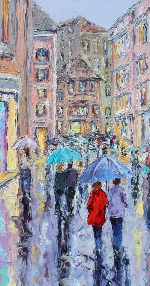 Via Del Corso In The Rain by Kristen Olson Stone